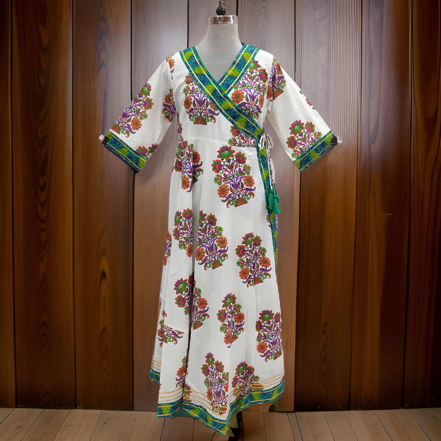 L/XL Priam Printed Cotton Dress 57&quot; Long Jalabiya