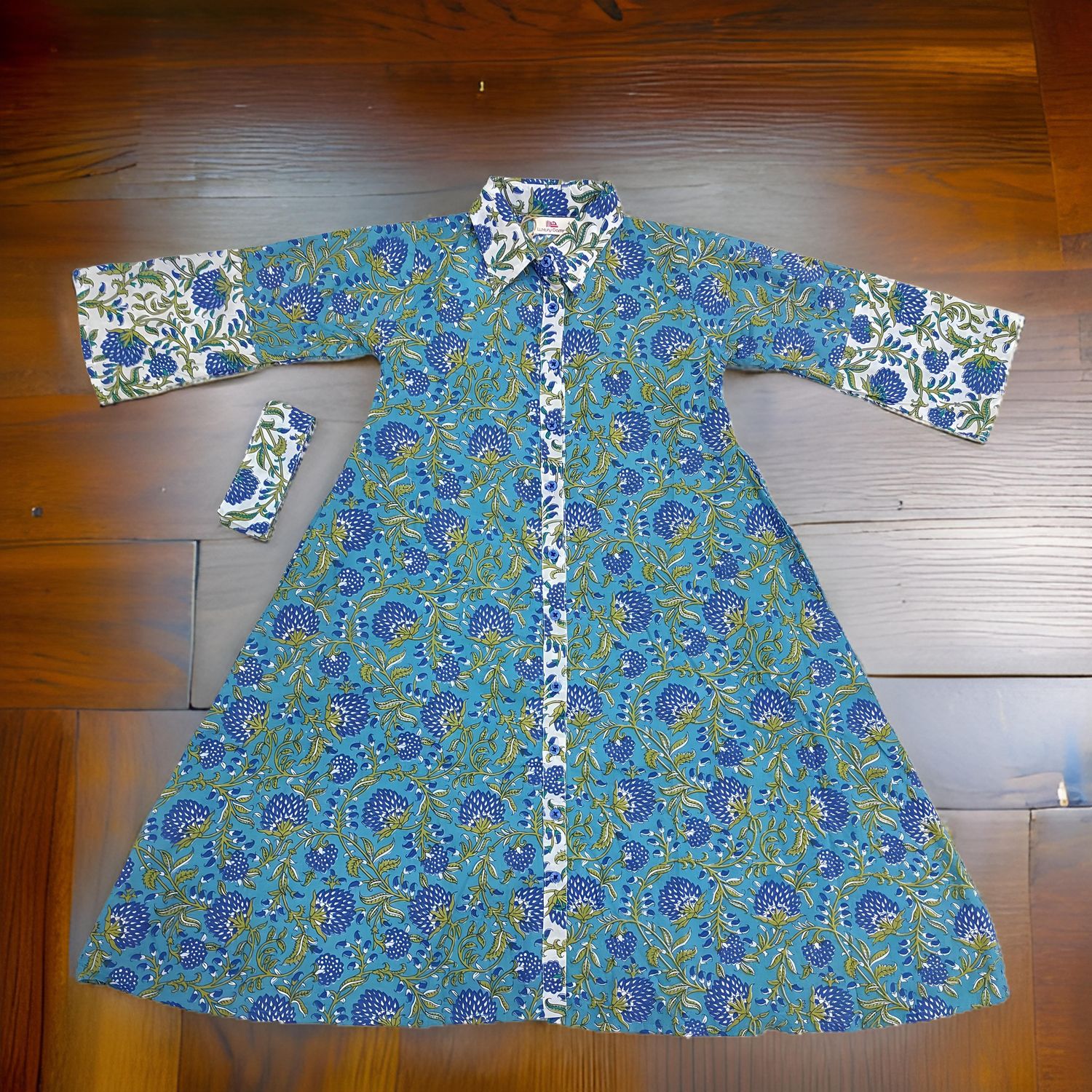4-5 Year Tansy Printed Cotton Girls Dress 34&quot; Long Jalabiya
