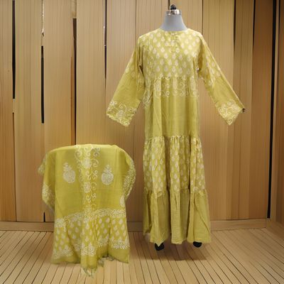 L/XL Juhi Printed Cotton Dress 57&quot; Long Jalabiya