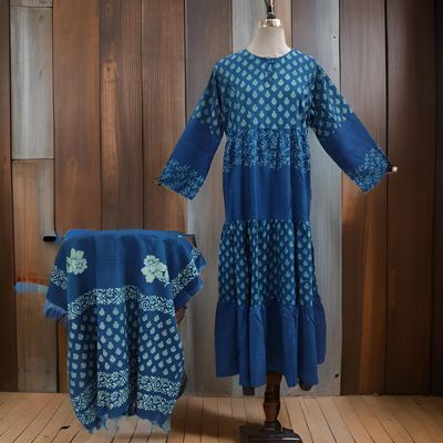 L/XL Juhi Printed Cotton Dress 57&quot; Long Jalabiya