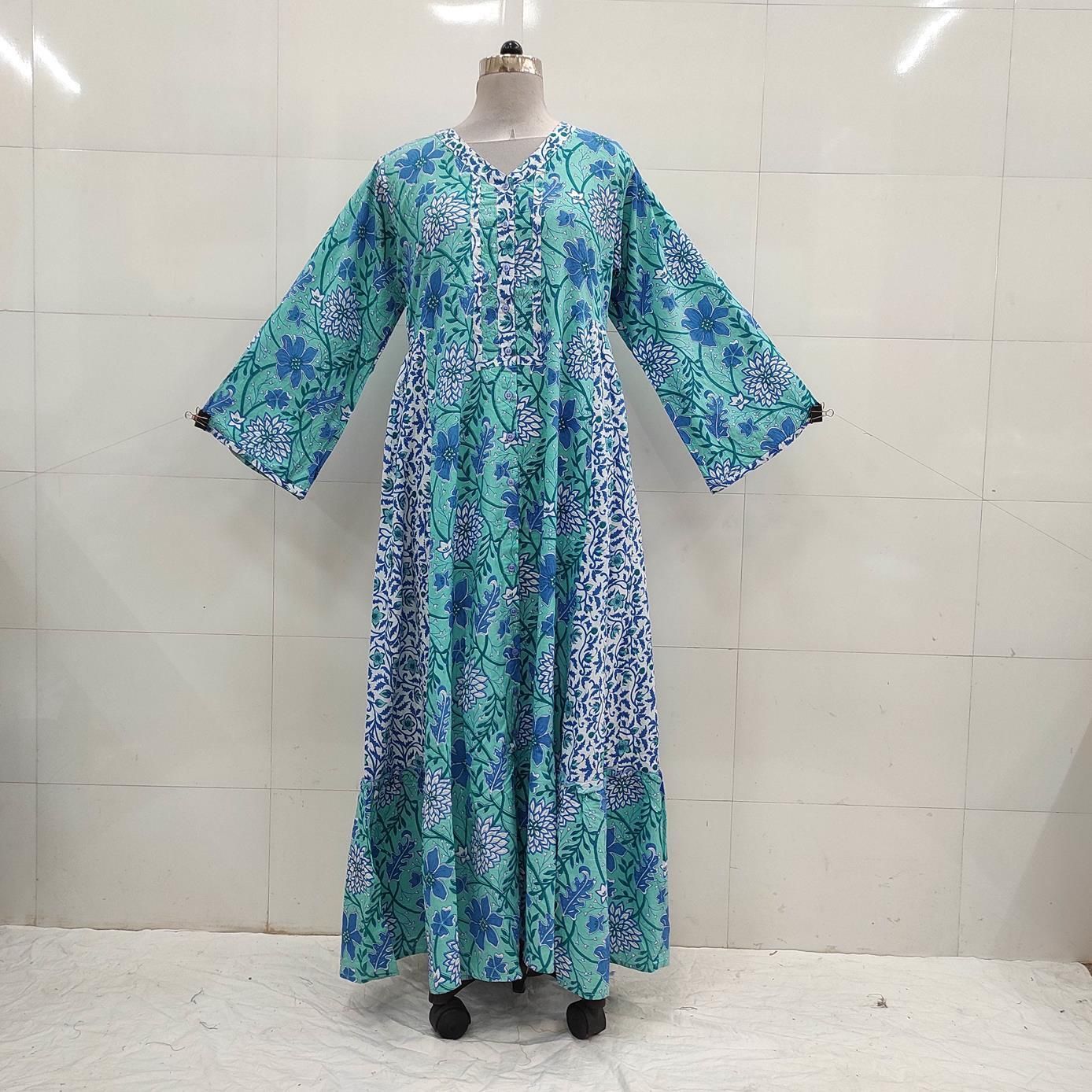 2XL/3XL Tulip Printed Cotton Dress 57&quot; Long Jalabiya