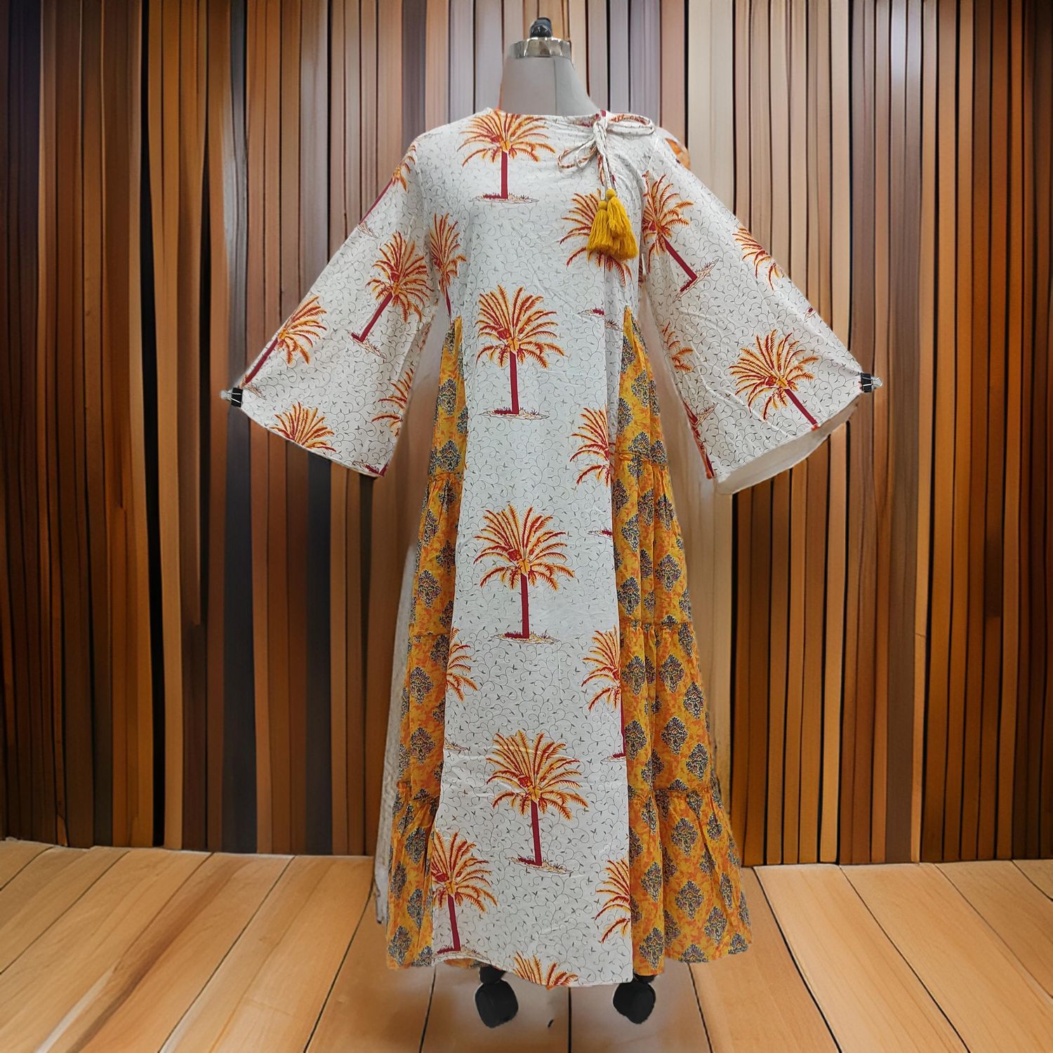 2XL/3XL Cindrella Printed Cotton Dress 57&quot; Long Jalabiya