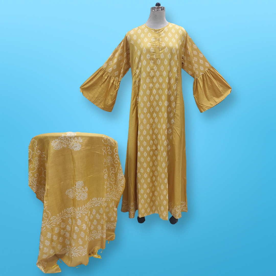 L/XL Cotton Printed Marry Dress 56&quot; Long Jalabiya With Sheila