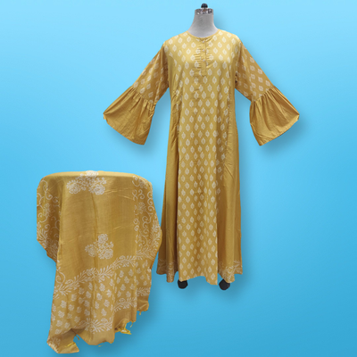 L/XL Cotton Printed Marry Dress 56&quot; Long Jalabiya With Sheila