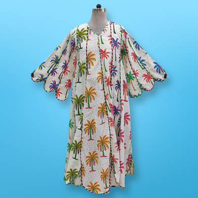 XS/S Meher Multi Printed Cotton Dress 54&quot; Long Jalabiya