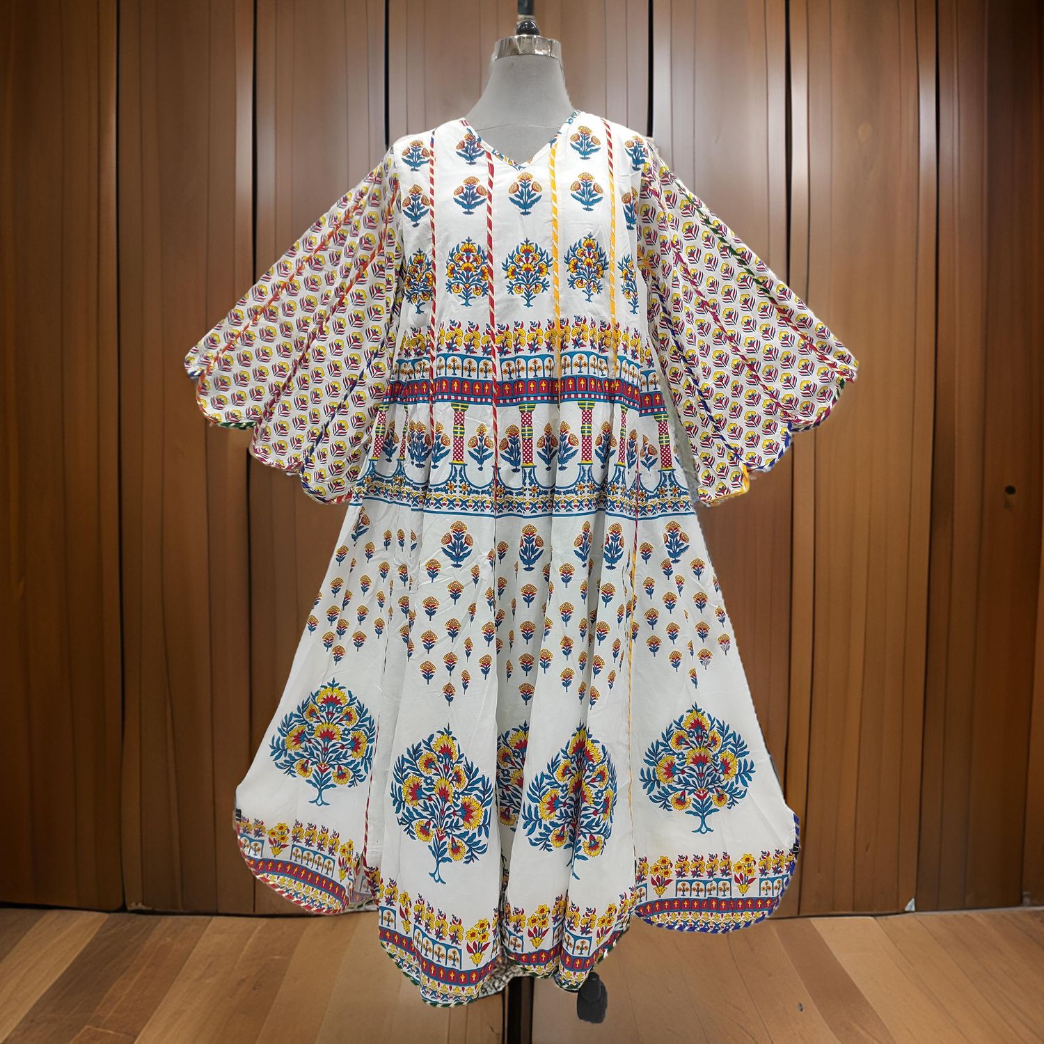 L/XL Meher Printed Cotton Dress 57&quot; Long Jalabiya