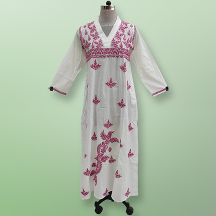 L/XL Teena Embroidery Printed Cotton Dress 57&quot; Long Jalabiya