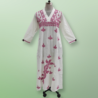 L/XL Teena Embroidery Printed Cotton Dress 57&quot; Long Jalabiya