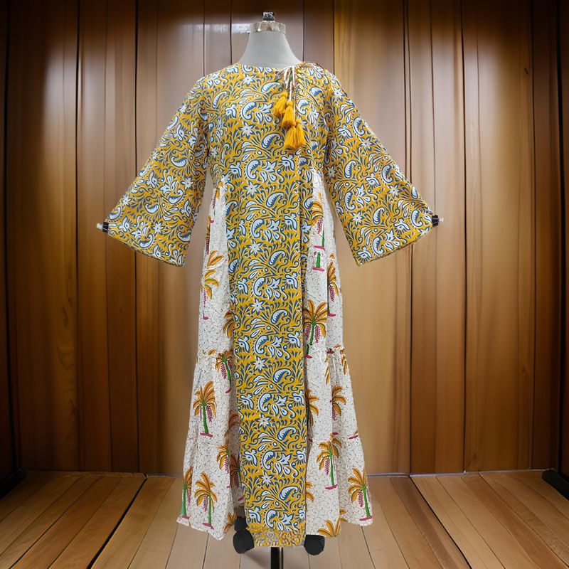 L/XL Cinderella Printed Cotton Dress 57&quot; Long Jalabiyas