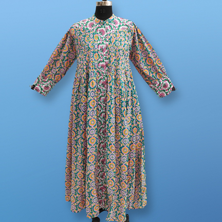 L/XL  Aafreen Printed Cotton Dress 57&quot; Long Jalabiya
