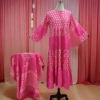 L/XL Juhi Printed Cotton Dress 57&quot; Long Jalabiya