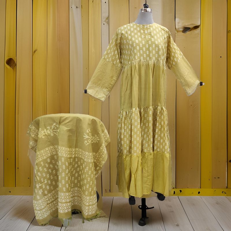 L/XL Juhi Printed Cotton Dress 57&quot; Long Jalabiya