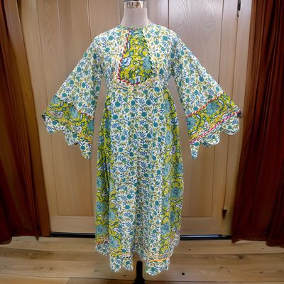 L/XL Esah Printed Cotton Dress 57&quot; Long Jalabiya