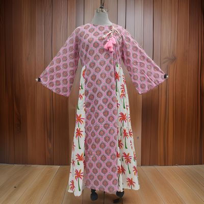2XL/3XL Cindrella Printed Cotton Dress 57&quot; Long Jalabiya