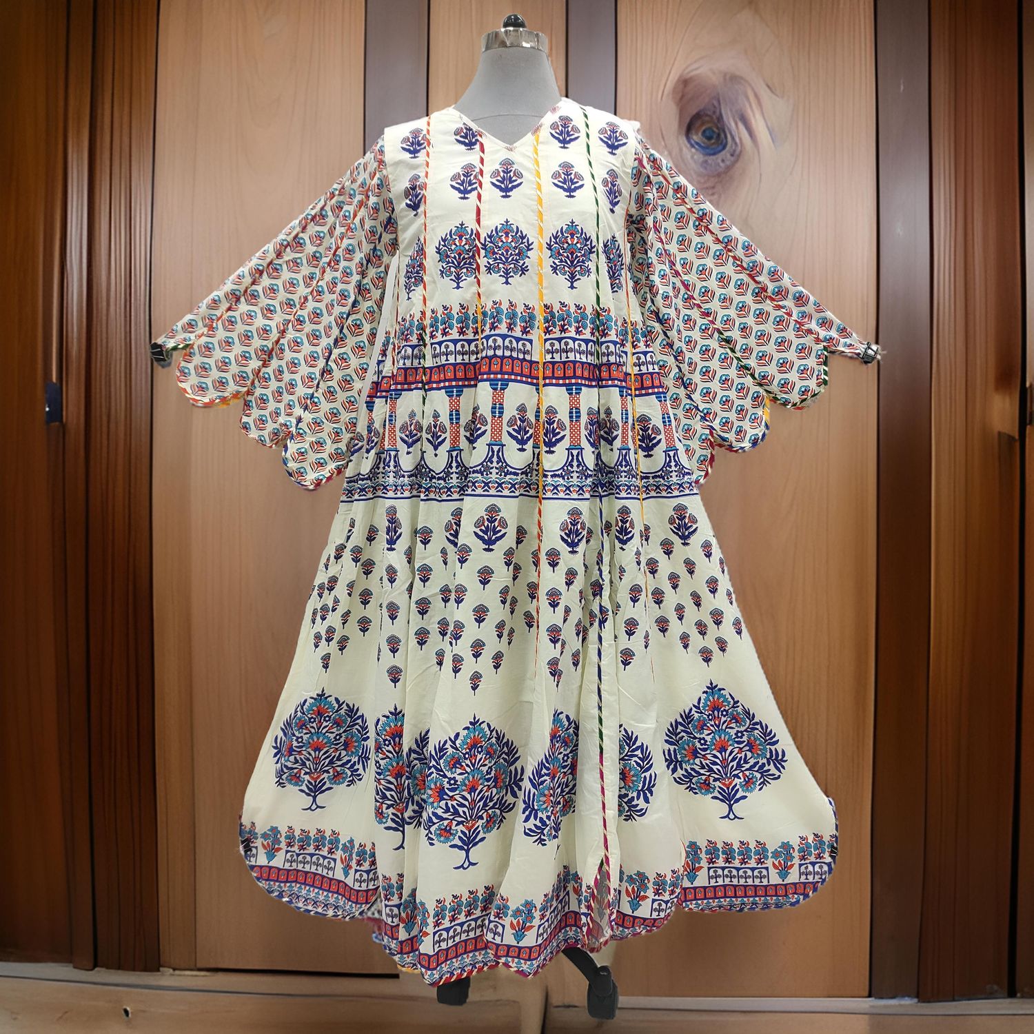10-11 Year Meher Printed Cotton Girls Dress 46&quot;Long Jalabiya