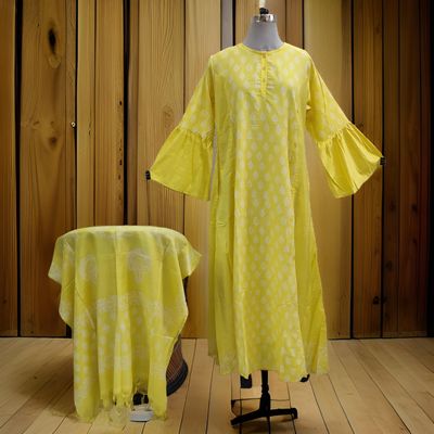 L/XL Marry Printed Cotton Dress 57&quot; Long Jalabiya