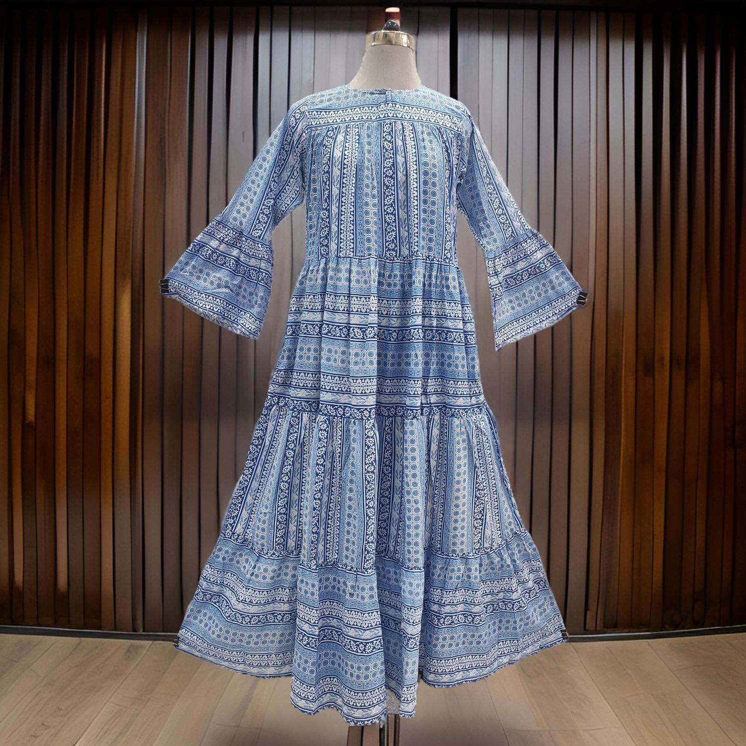 XS/S Moon Printed Cotton Dress 53&quot; Long Jalabiya