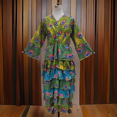 L/XL Zyana Printed Cotton Dress 57&quot; Long Jalabiya