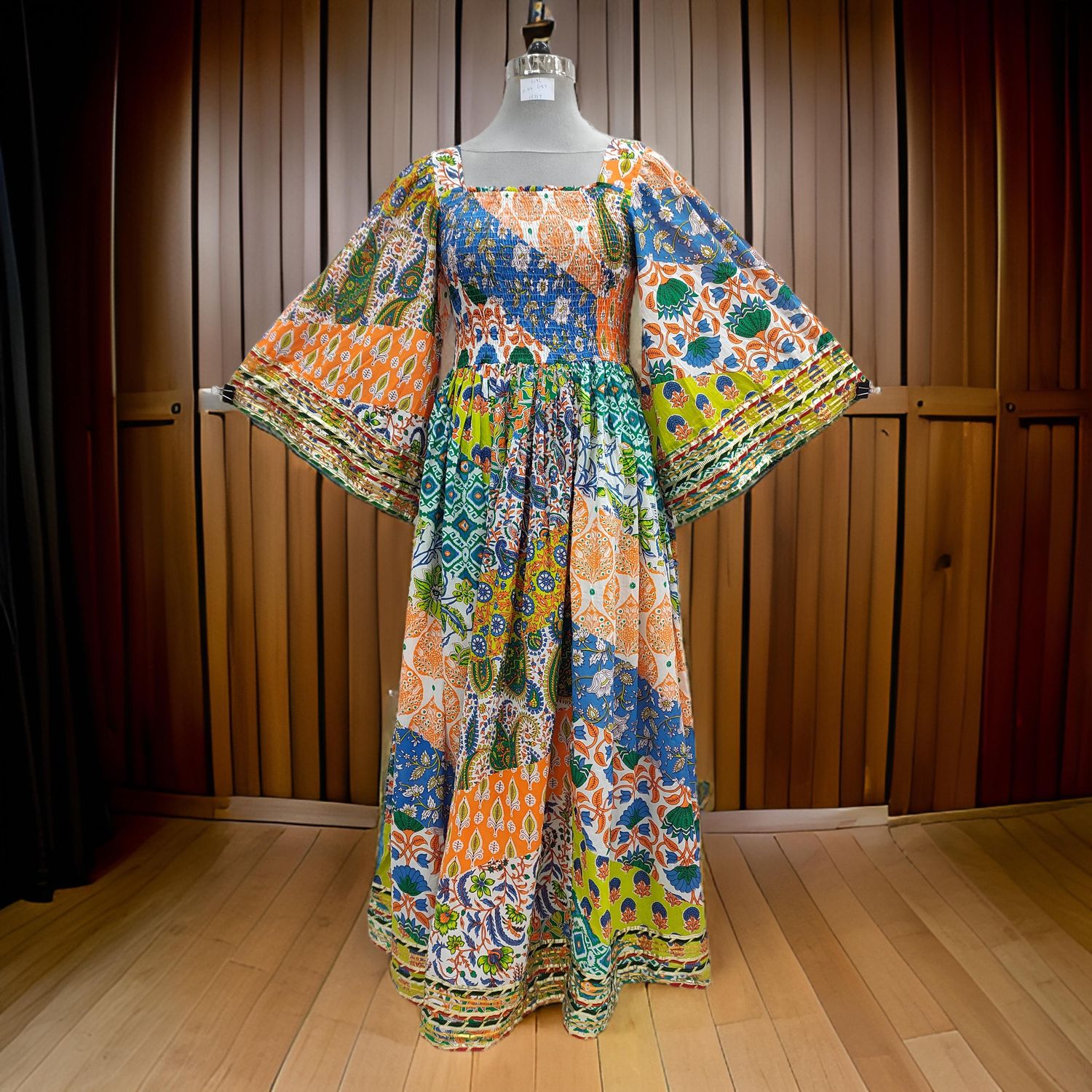 L/XL Elzina Printed Cotton Dress 57&quot; Long Jalabiya