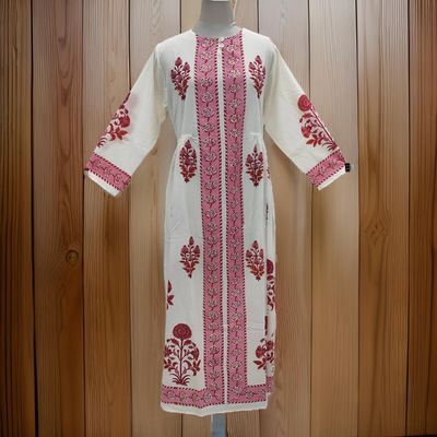 S/M Bhopali Printed Cotton Dress 57&quot; Long Jalabiya