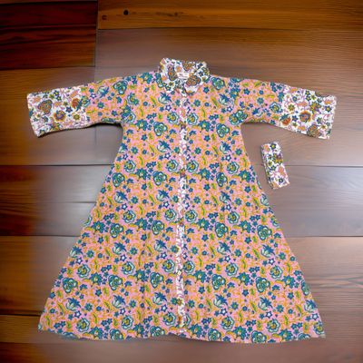 6-7 Year Tansy Printed Cotton Girls Dress 38&quot; Long Jalabiya