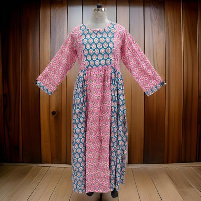 2XL/3XL Heba Printed Cotton Dress 57&quot; Long  Jalabiya