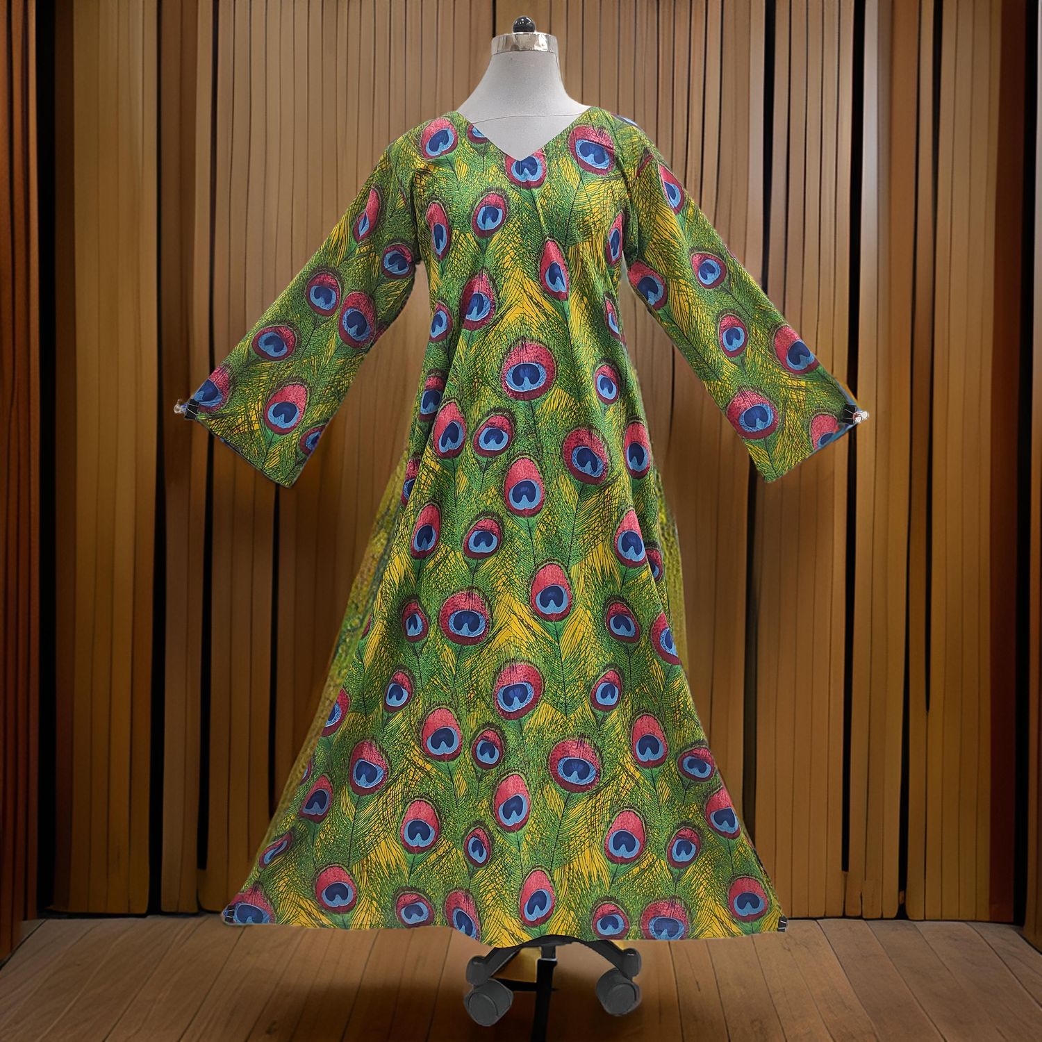 L/XL Khadijah Printed Cotton Dress 57&quot;Long Jalabiya