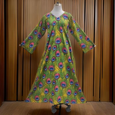 L/XL Khadijah Printed Cotton Dress 57&quot;Long Jalabiya