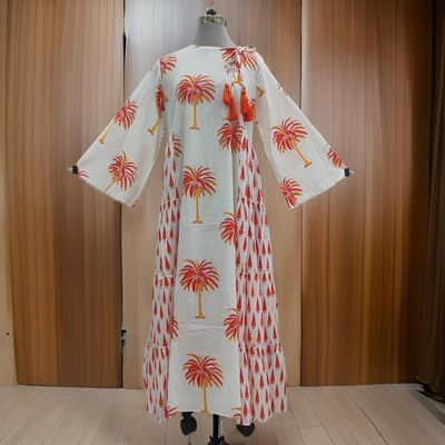 2XL/3XL Cindrella Printed Cotton Dress 57&quot; Long Jalabiya