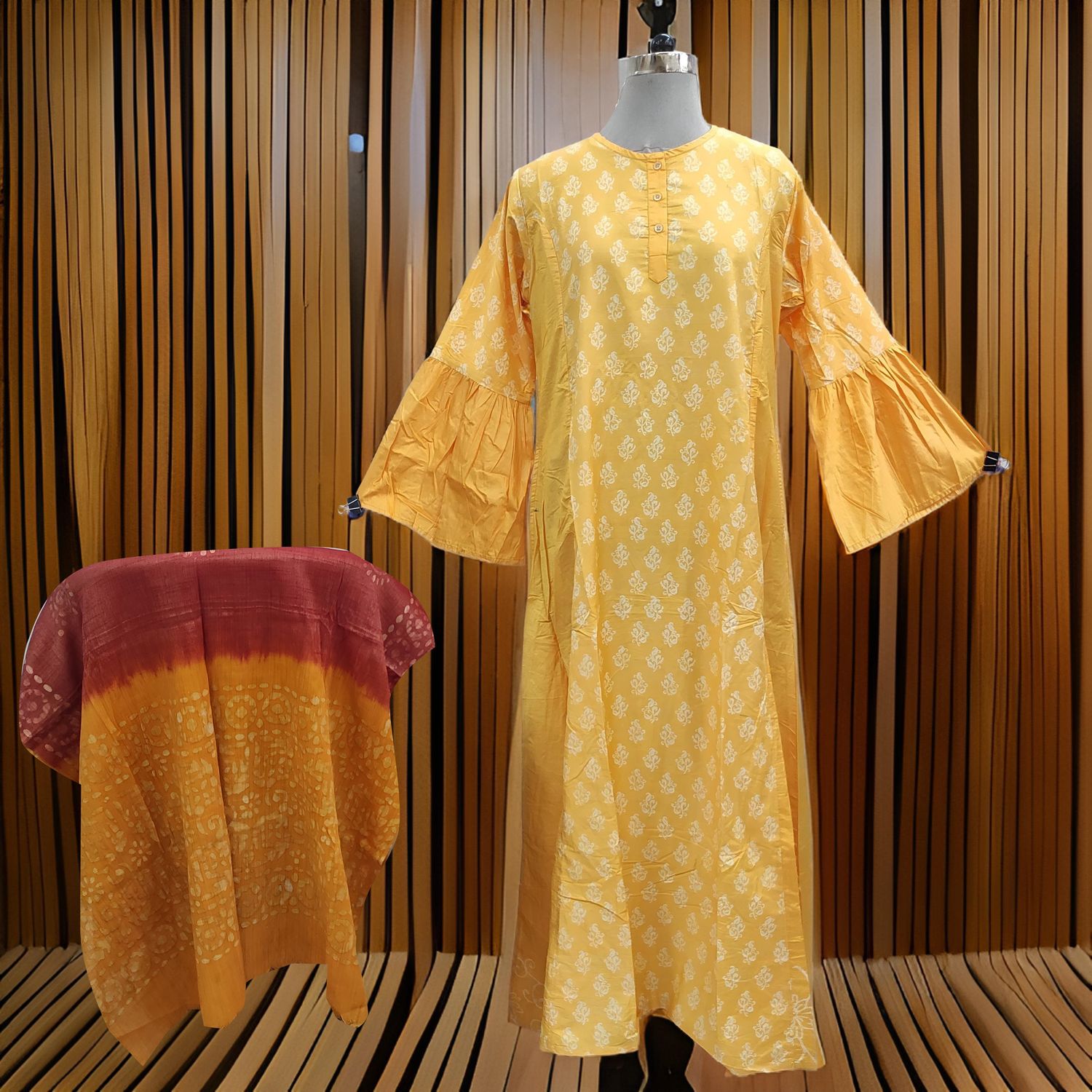 L/XL Marry Printed Cotton Dress 57&quot; Long Jalabiya