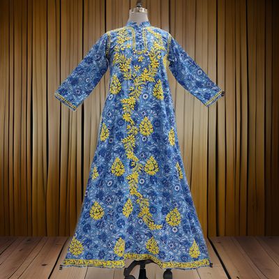 8-9 Year Embroidery Sofi Cotton Girls Dress 42&quot; Long Jalabiya