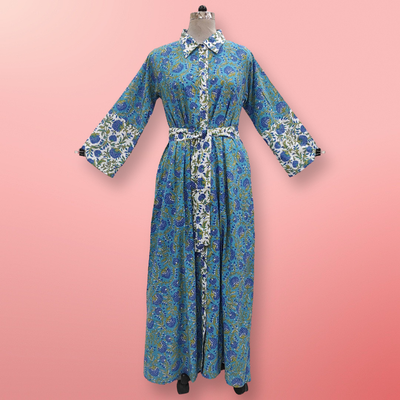 XS/S Tansy Printed Cotton Dress 54&quot; Long Jalabiya