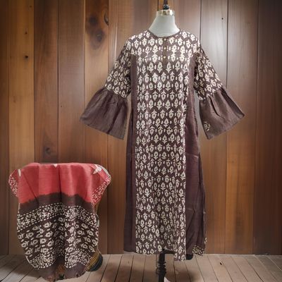 L/XL Marry Printed Cotton Dress 57&quot; Long Jalabiya