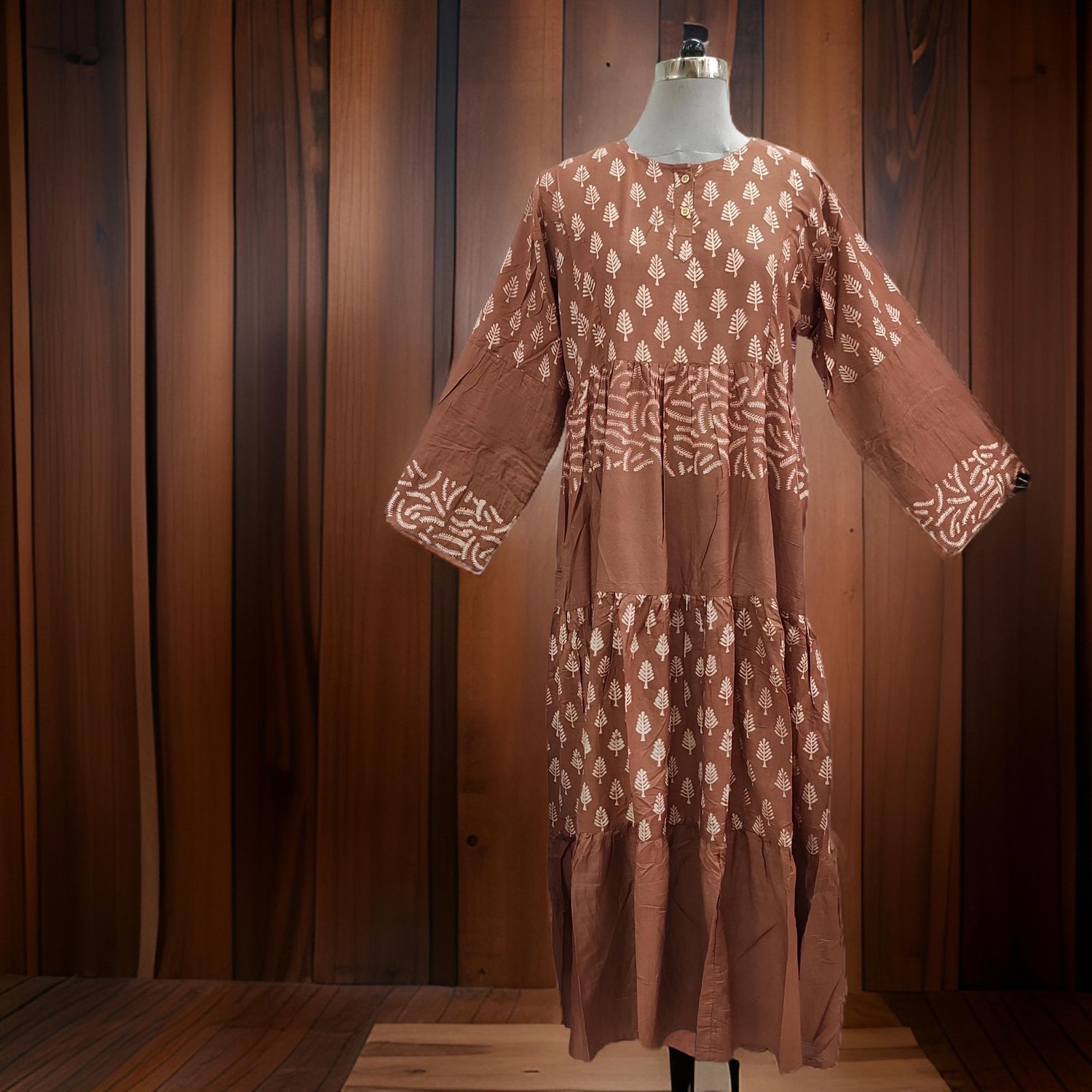 L/XL Juhi Printed Cotton Dress 57&quot; Long Jalabiya