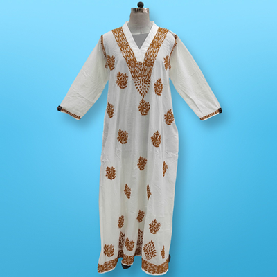 L/XL Teena Embroidery Printed Cotton Dress 60&quot; Long Jalabiya