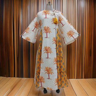 L/XL Cinderella Printed Cotton Dress 57&quot; Long Jalabiyas