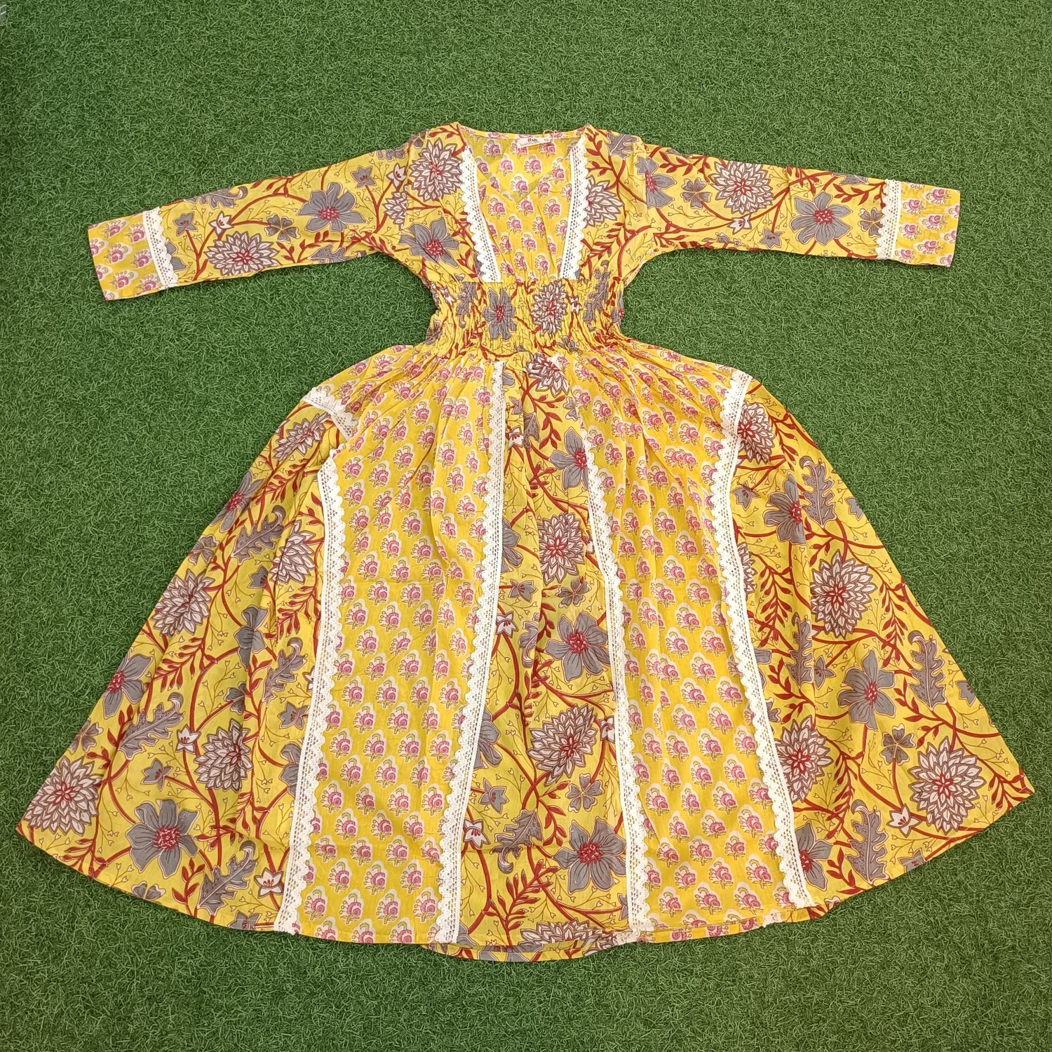 10-11 Year Yara Printed Cotton Girls Dress 46&quot;Long Jalabiya