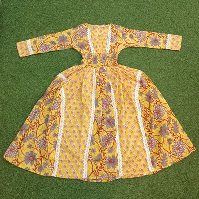 10-11 Year Yara Printed Cotton Girls Dress 46&quot;Long Jalabiya