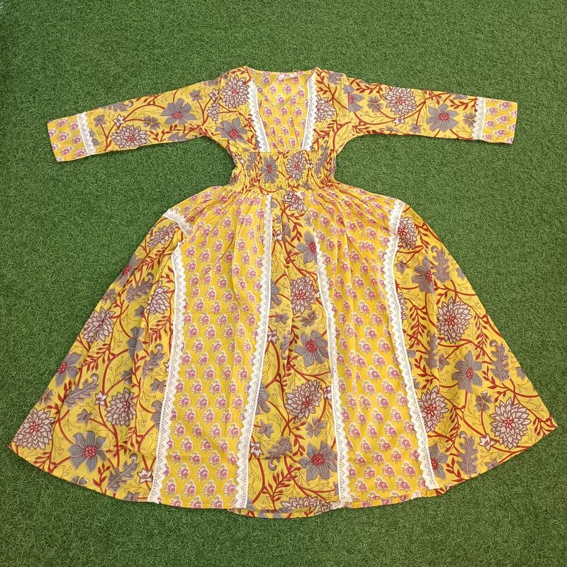 10-11 Year Yara Printed Cotton Girls Dress 46&quot;Long Jalabiya