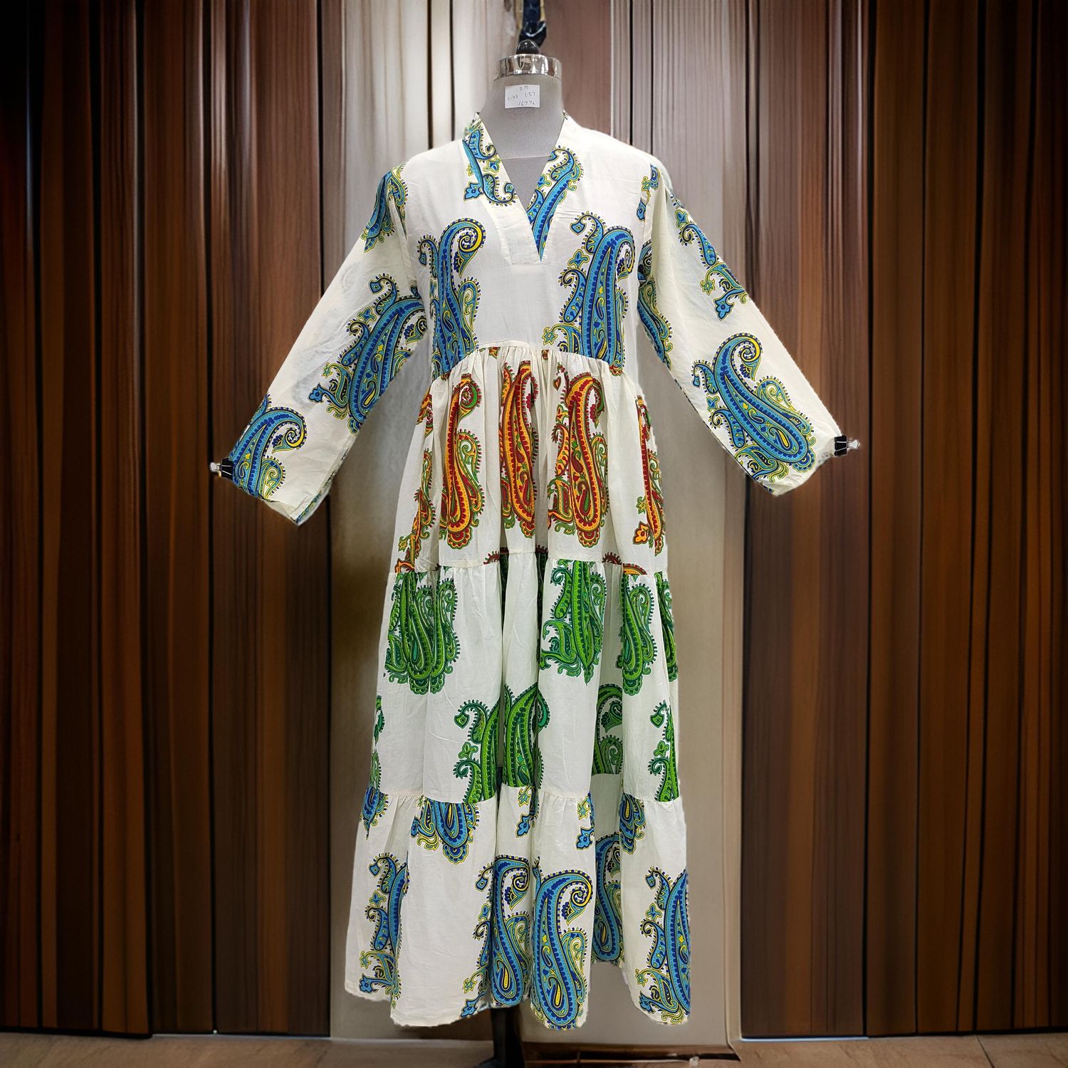 S/M Maldives Printed Cotton Dress 57&quot; Long Jalabiya