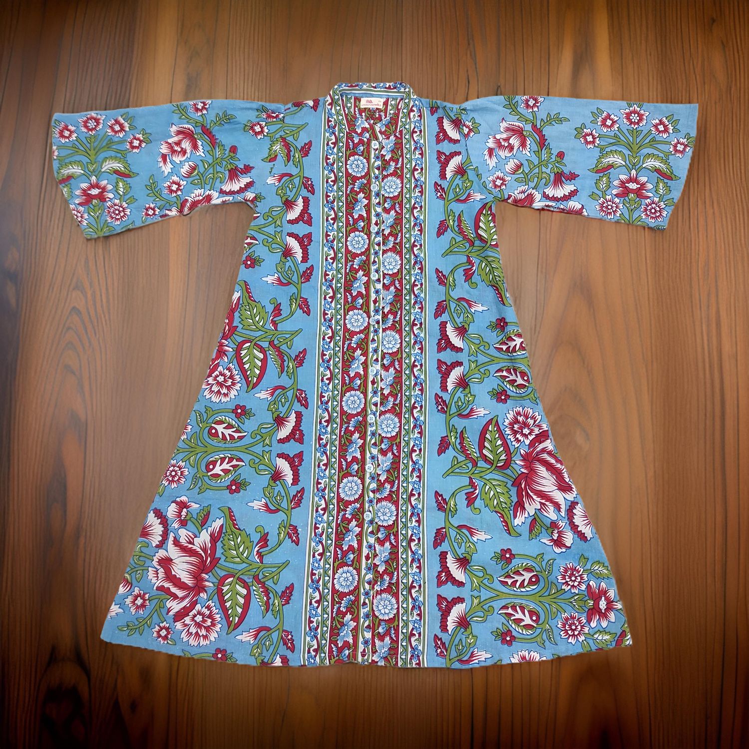 8-9 Year Aaris Printed Cotton Girls Dress 42&quot; Long Jalabiya
