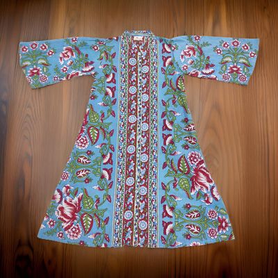 8-9 Year Aaris Printed Cotton Girls Dress 42&quot; Long Jalabiya