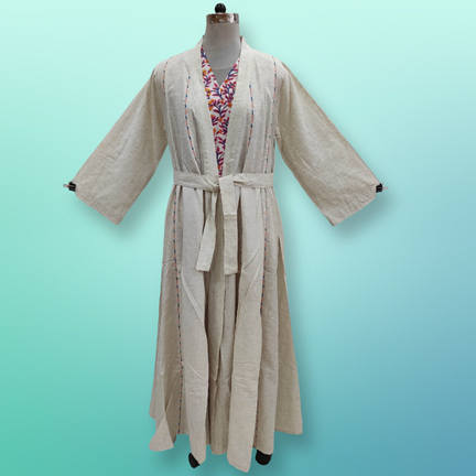 S/M Linen Abaya &amp; Cotton Inner Set length 57” Long