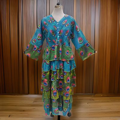 L/XL Zyana Printed Cotton Dress 57&quot; Long Jalabiya