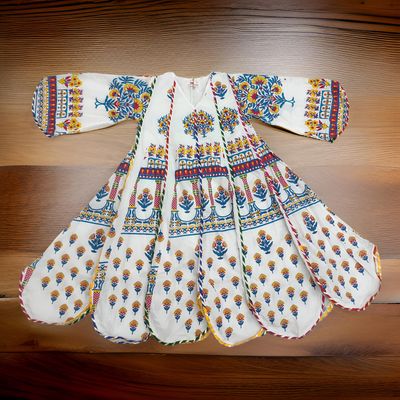 4-5 Year Meher Printed Cotton Girls Dress 34&quot; Long Jalabiya