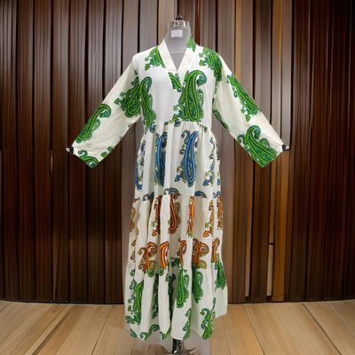 L/XL Maldives Printed Cotton Dress 57&quot; Long Jalabiya