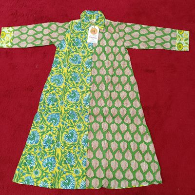 4-5 Year Singapore Yellow Printed Cotton Girls Dress 34&quot; Long Jalabiya