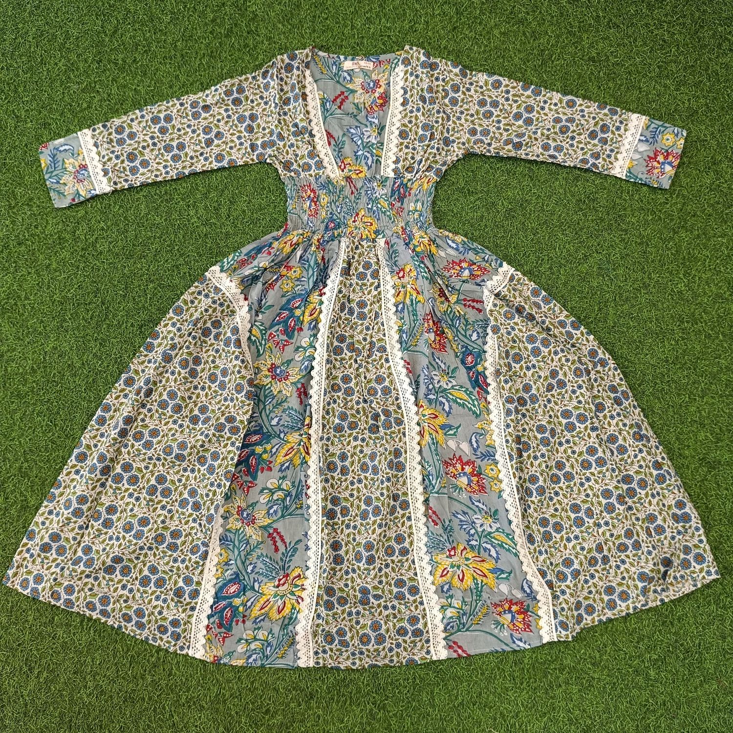 10-11 Year Yara Printed Cotton Girls Dress 46&quot;Long Jalabiya