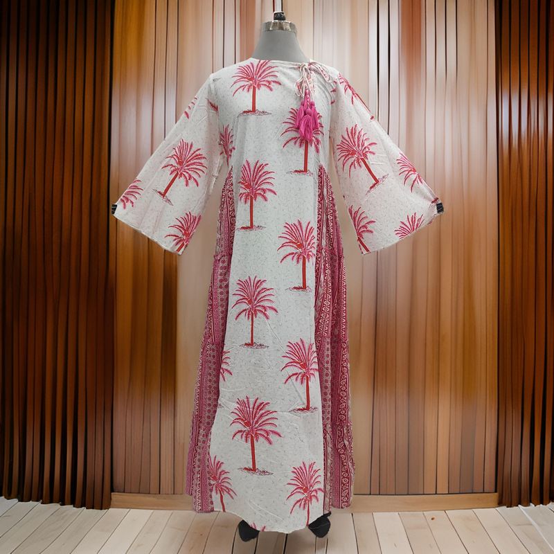 2XL/3XL Cindrella Printed Cotton Dress 57&quot; Long Jalabiya