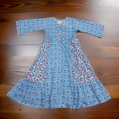 8-9 year Tulip Printed Cotton Dress 42&quot; Long Jalabiya